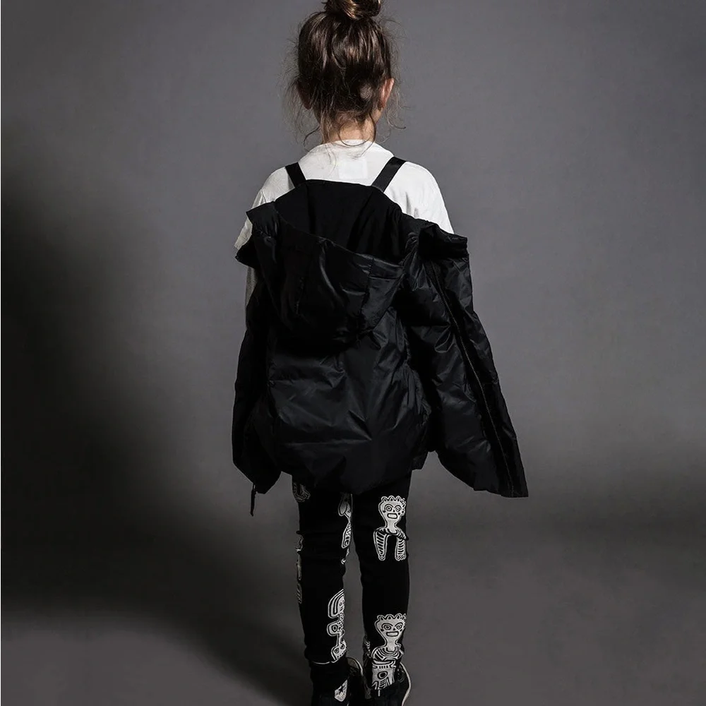 Nununu Kids The Biker Down Puffer Vest with Zipper Accents in Black